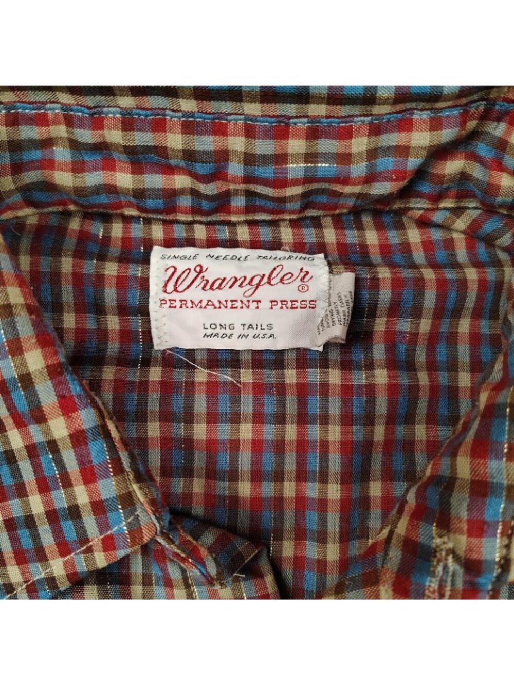 Vintage 70's Western Pearl Snap Wrangler Shirt Mens 16.5 33 - Picture 5 of 8